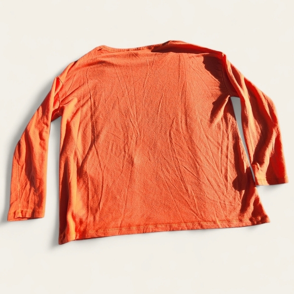 Eileen‎ Fisher Top Small Orange Pink | 3/4 Sleeve Textured Knit with Pocket - Picture 5 of 5